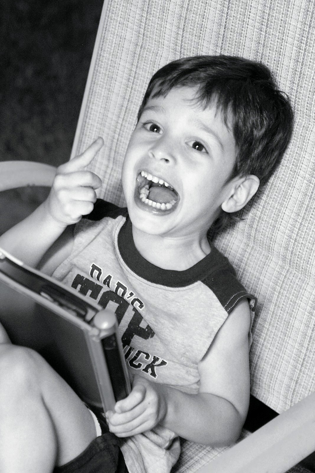 boy excited by ipad app