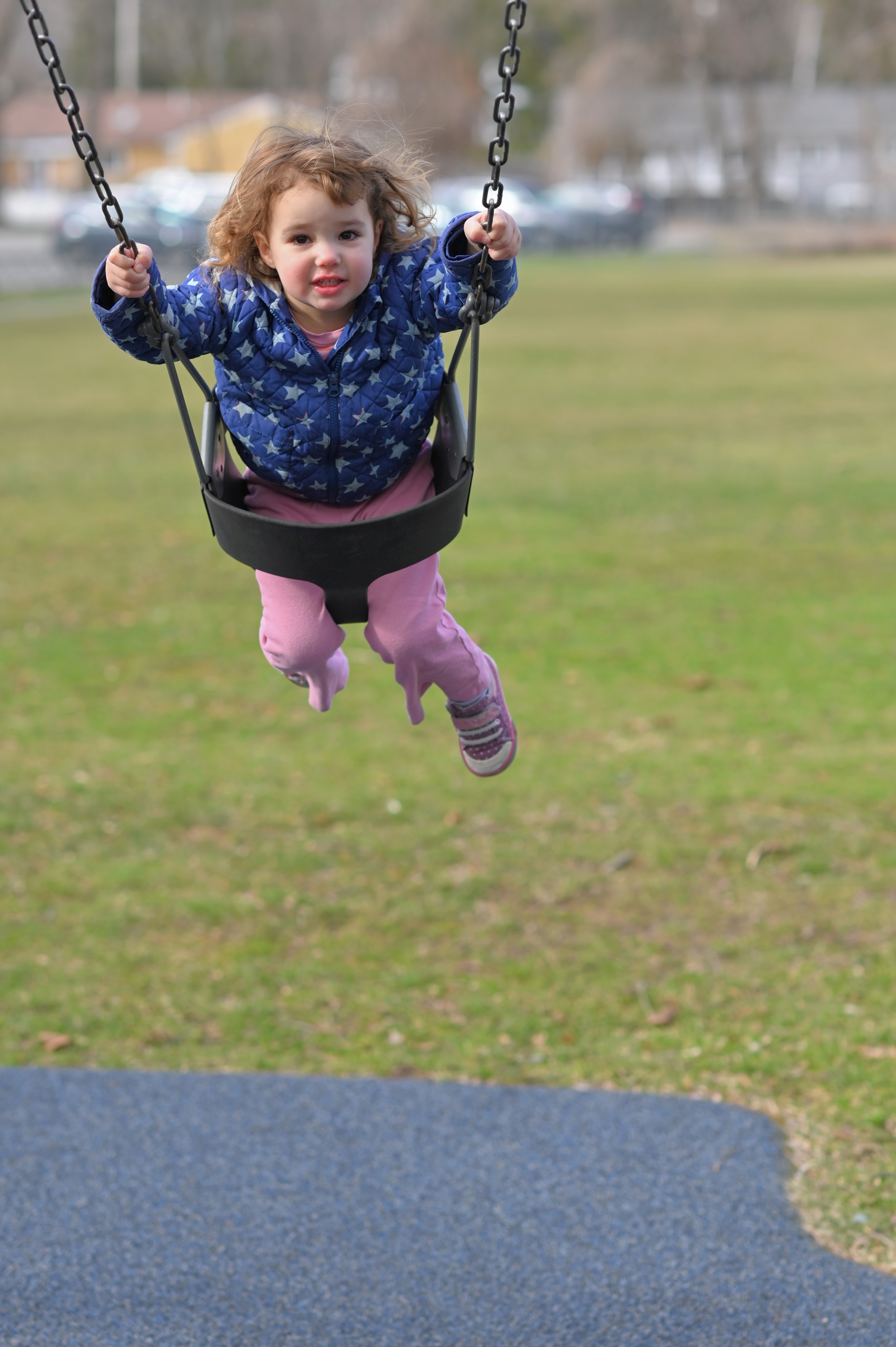 3 year old on swing set